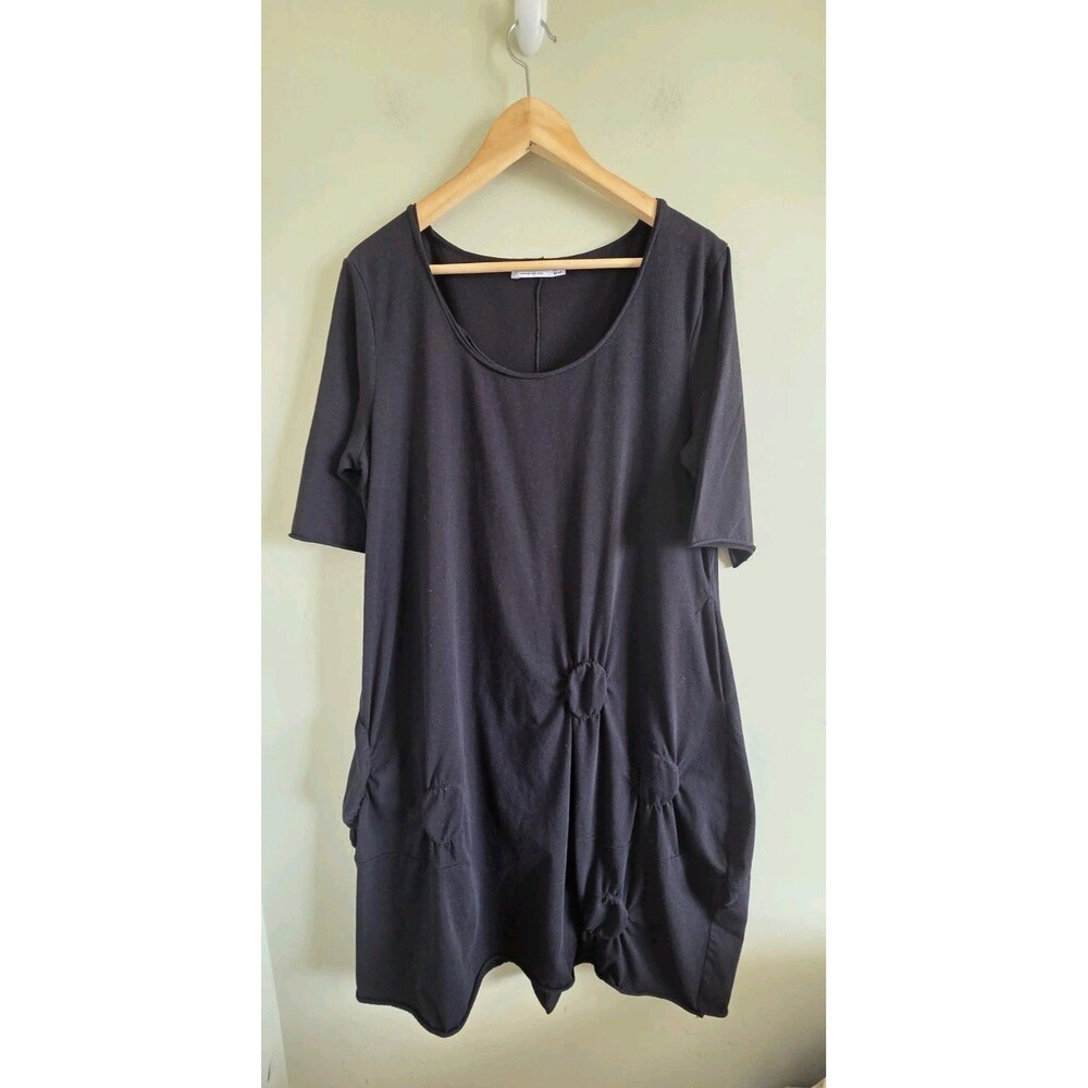 Luukaa Women's Black Midi Dress Size 4 Cotton Relaxed Fit Different Size Balloon